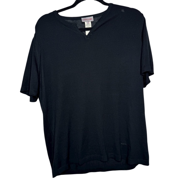 Men's Versace Classic sheer‎ V-neck Large Black thin sweater short sleeve shirt